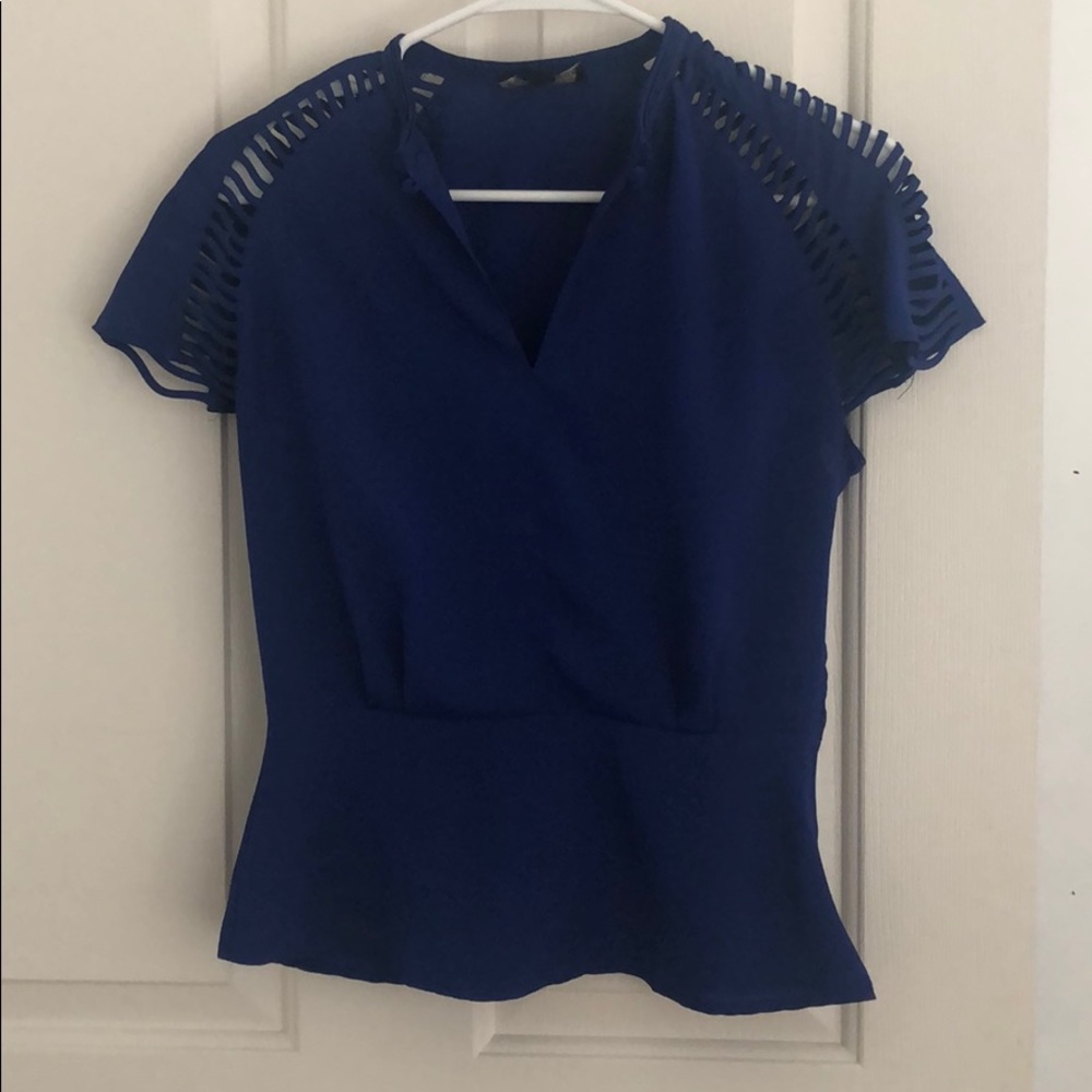 Blue peplum blouse